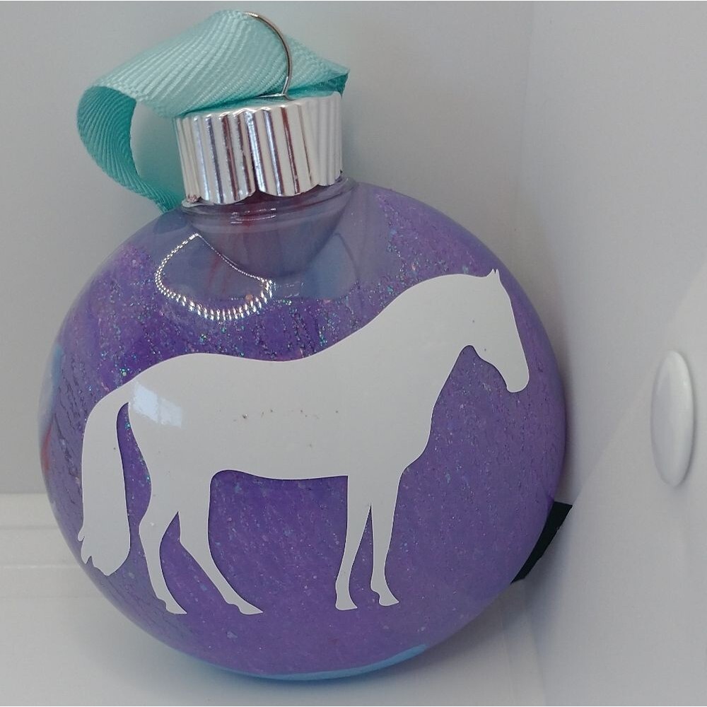 Handcrafted Horse Christmas Ornament Plastic Bulb Holiday Tree Decor 3"